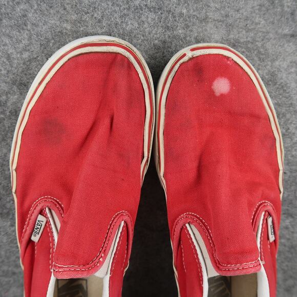 Vans Shoes Womens 8.5 Classic Slip On Sneakers Red Canvas Casual Skate Retro - Picture 7 of 12